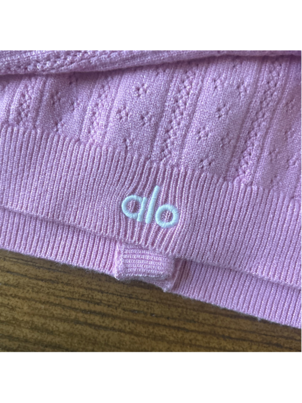 Women's Alo Yoga Pointelle sweater be mine cardigan Size L candy heart pink - Picture 3 of 5